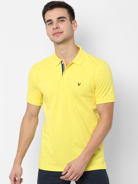 Allen Solly Men Yellow Solid Polo Collar T-shirt