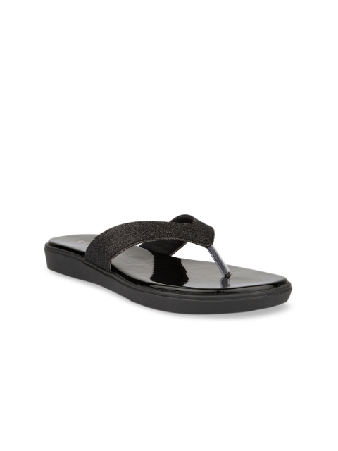 SOLES Women Black Solid Open Toe Flats