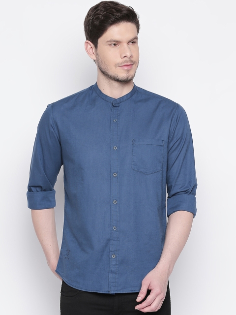 Mufti Men Blue Original Slim Fit Solid Casual Shirt