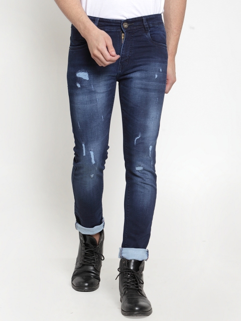 Rodamo Men Blue Slim Fit Mid-Rise Low Distress Stretchable Jeans