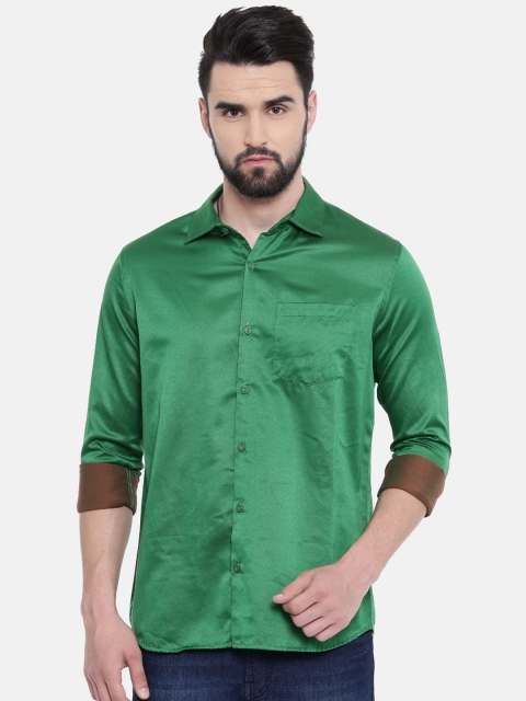 Scarlet Creations Men Green Classic Slim Fit Solid Casual Shirt