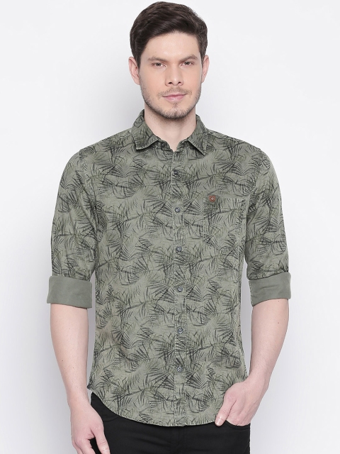 Mufti Men Green Original Slim Fit Printed Casual Shirt