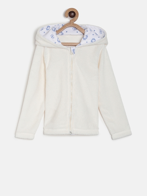 MINI KLUB Boys Off-White Solid Padded Jacket