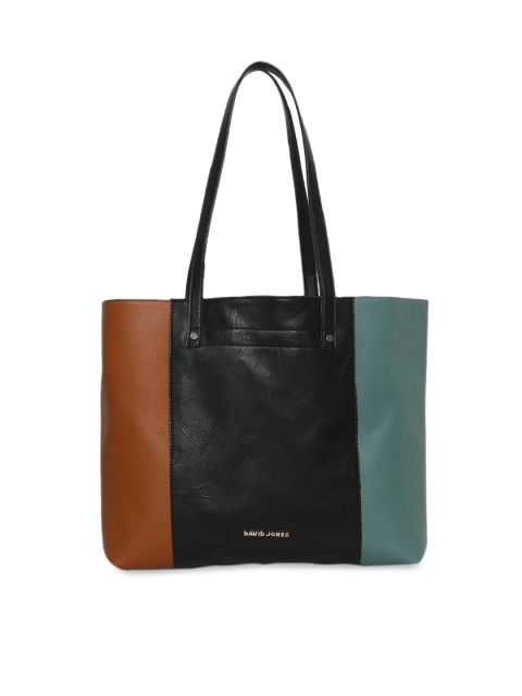 David Jones Green & Black Colourblocked Tote Bag