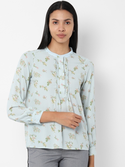 Allen Solly Woman Women Blue Printed Shirt Style Top