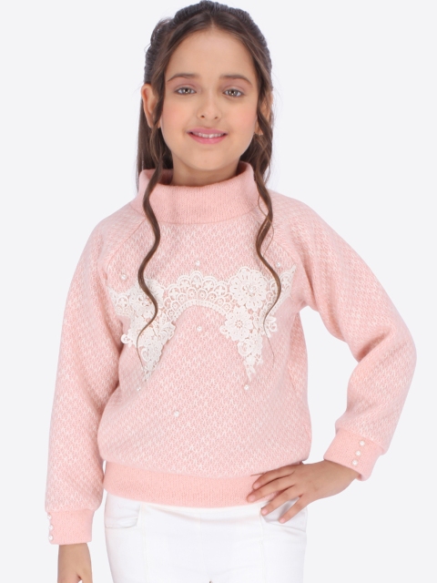 CUTECUMBER Girls Pink Self Design Top