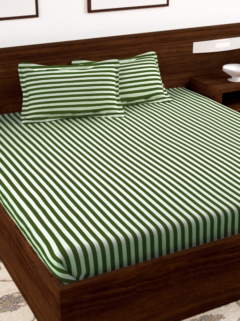 Story@home Green & Off-White Striped 152 TC Cotton 1 Queen Bedsheet with 2 Pillow Covers
Story@home Green & Off-White Striped 152 TC Cotton 1 Queen Bedsheet with 2 Pillow Covers