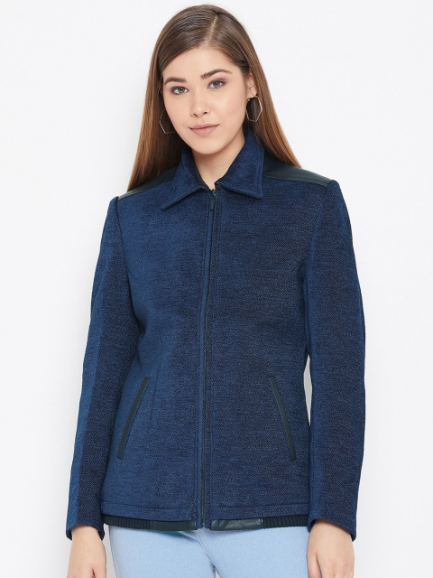 Spirit Women Navy Blue Solid Padded Jacket