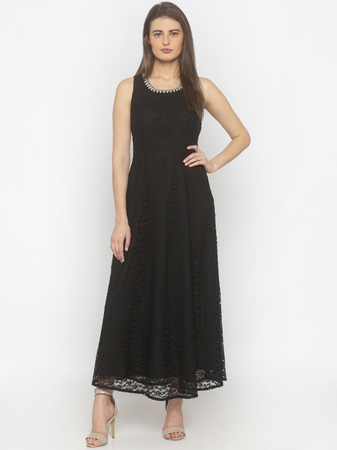 Iti Women Black Self Design Maxi Dress