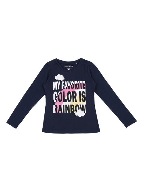 Pantaloons Junior Girls Navy Blue Printed Round Neck T-shirt