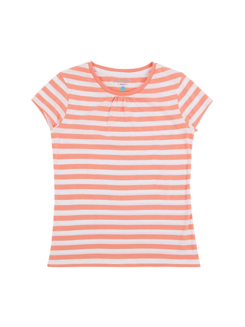 Pantaloons Junior Girls Peach-Coloured Off-White Striped Round Neck Pure Cotton T-shirt
Pantaloons Junior Girls Peach-Coloured Off-White Striped Round Neck Pure Cotton T-shirt