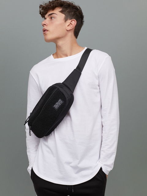 H&M Men White Solid Long-Sleeved long fit Sustainable Top