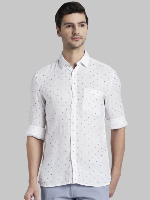 Parx Men White Slim Fit Printed Casual Shirt
