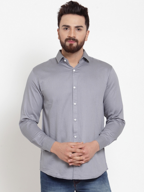 JAINISH Men Grey Classic Regular Fit Printed Casual Shirt