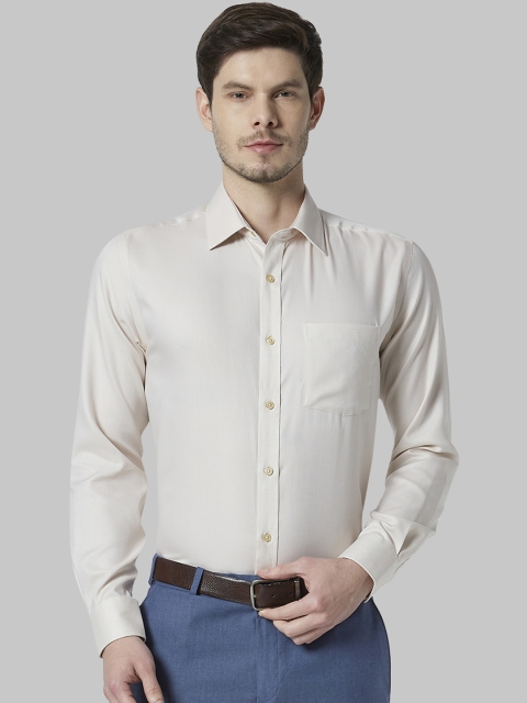 Park Avenue Men Beige Regular Fit Solid Formal Shirt