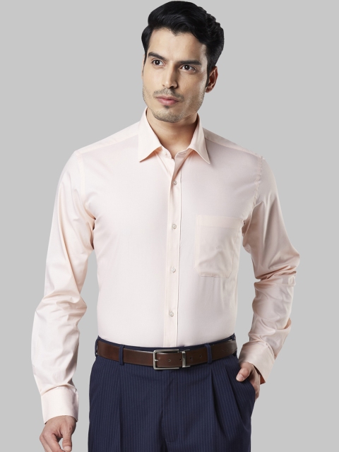 Raymond Men Peach-Coloured Regular Fit Solid Formal Shirt