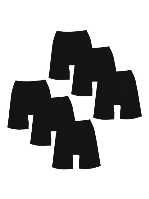 Luke & Lilly Girls Pack Of 6 Black Solid Regular Fit Cycling Shorts