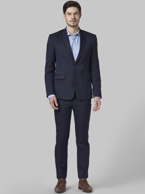 Park Avenue Men Blue Solid Super Slim-Fit Single-Breasted Formal Suit