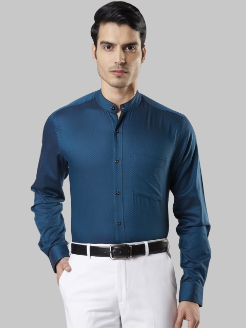 Raymond Men Teal Regular Fit Self Design Formal Shirt