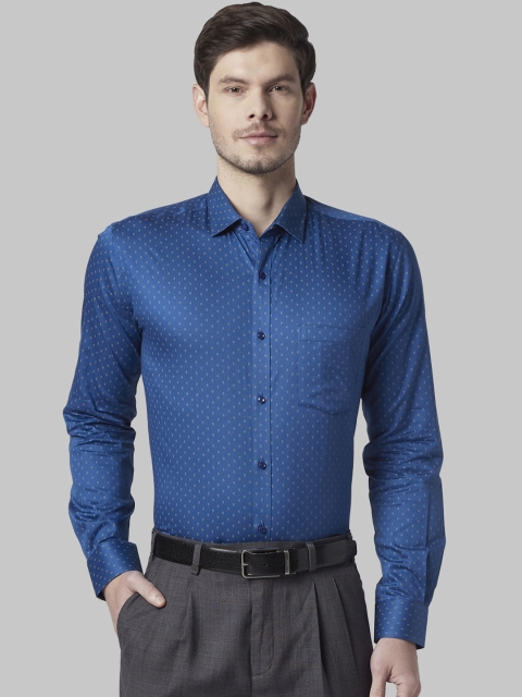 Park Avenue Men Blue & White Slim Fit Printed Formal Shirt