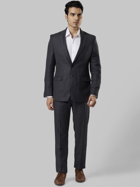 Raymond Men Green Checked Single-Breasted Formal Suit