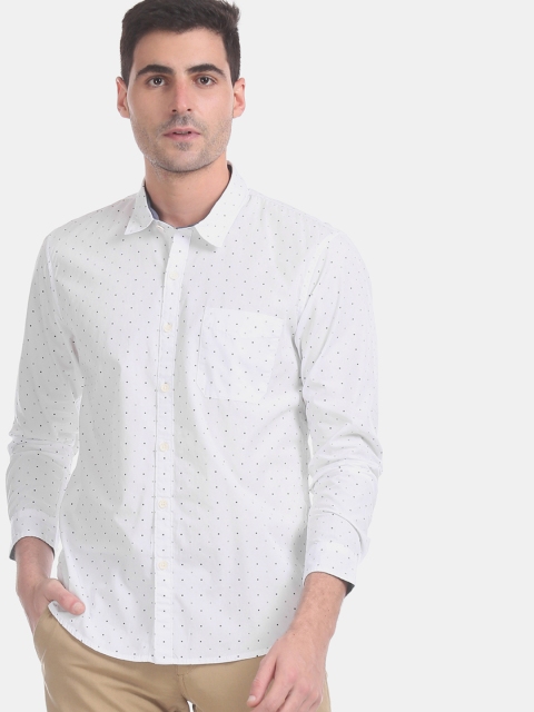 Ruggers Men White Regular Fit Printed Casual Shirt