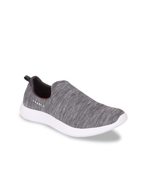 Franco Leone Men Grey Canvas Running Shoes