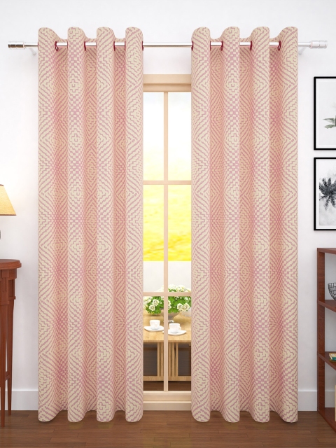 Story@home Pink & Gold-Toned Set of 2 Door Curtains
