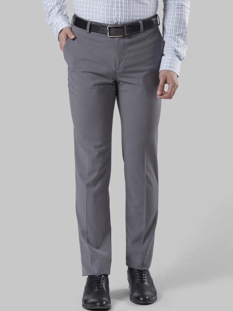 Raymond Men Grey Slim Fit Solid Formal Trousers