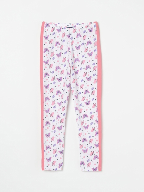 Fame Forever by Lifestyle Girls White & Pink Printed Ankle-Length Leggings