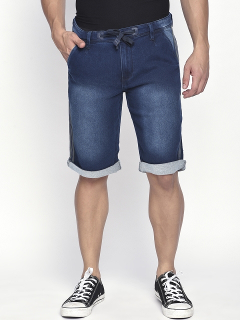 beevee Men Blue Washed Denim Shorts