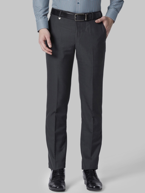 Park Avenue Men Black Slim Fit Solid Formal Trousers