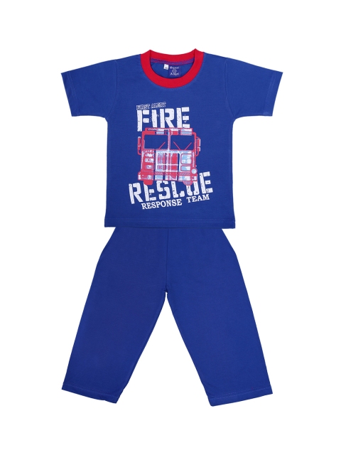 SWEET ANGEL Girls Blue & White Printed Night Suit