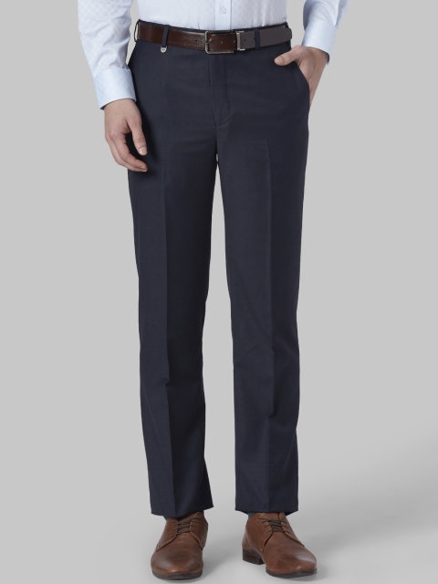Park Avenue Men Blue Regular Fit Solid Regular Trousers
