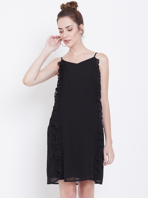 DODO & MOA Women Black Solid A-Line Dress