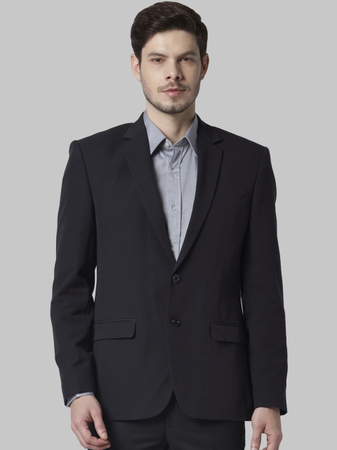 Park Avenue Men Navy Blue Solid Single-Breasted Formal Blazer