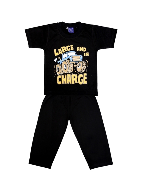 SWEET ANGEL Boys Black Printed Night suit