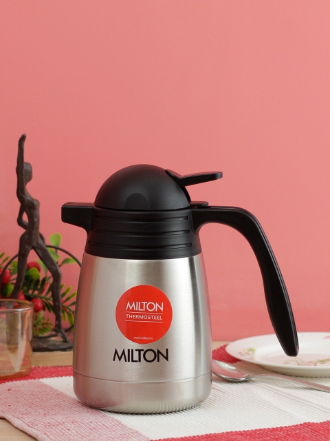 Milton Unisex Silver-Toned & Black Vacuum Flasks Thermosteel Carafe 1000 ml