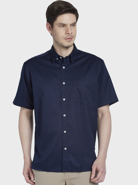 ColorPlus Men Navy Blue Regular Fit Solid Casual Shirt