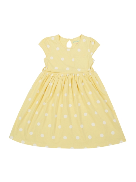Pantaloons Junior Girls Yellow Printed Fit and Flare Dress