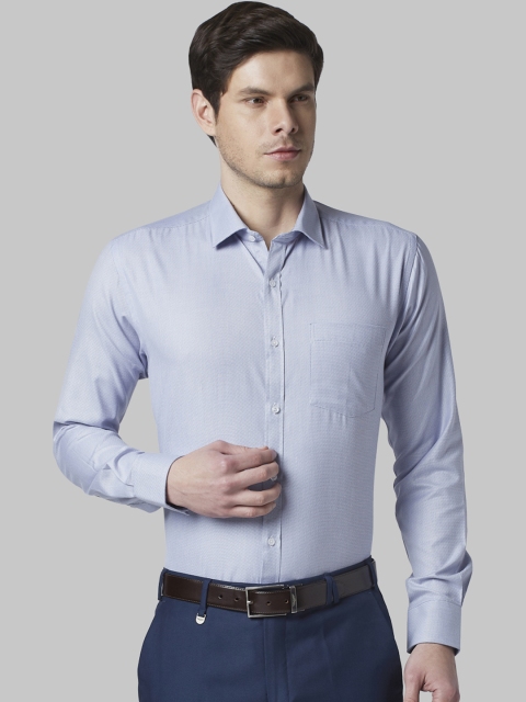Park Avenue Men Blue Slim Fit Self Design Formal Shirt