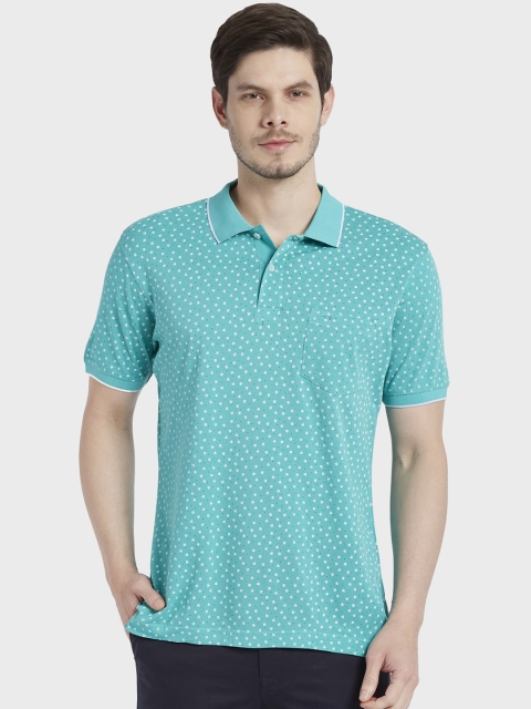 ColorPlus Men Green & White Printed Polo Collar T-shirt