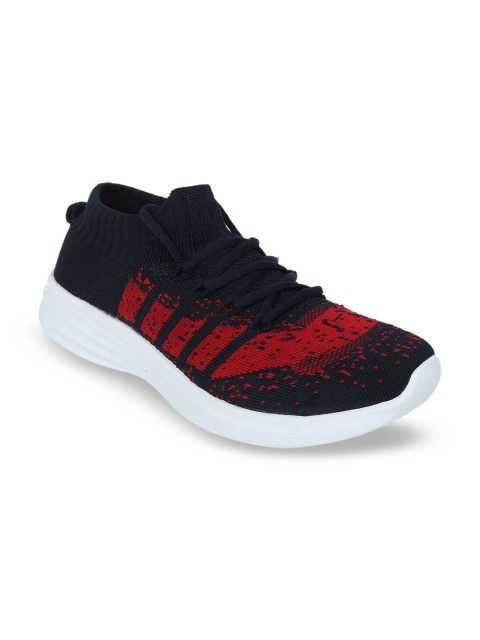 Yuuki Men Navy Blue & Red Mesh Running Shoes