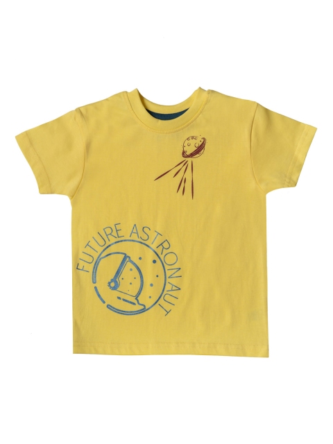 Kid Studio Boys Yellow Printed Round Neck T-shirt