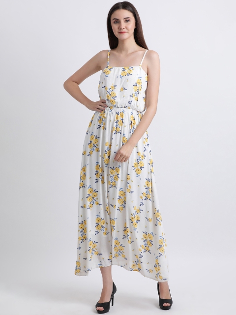 Zink London Women White Printed Fit and Flare Dress
