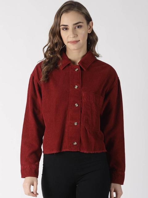 Blue Saint Women Maroon Solid Tailored Jacket