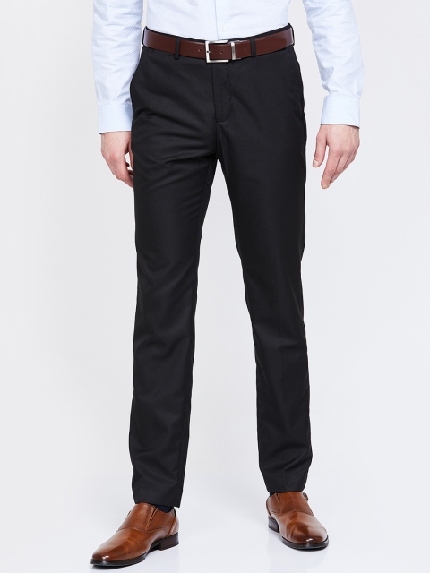 CODE by Lifestyle Men Black Slim Fit Solid Formal Trousers