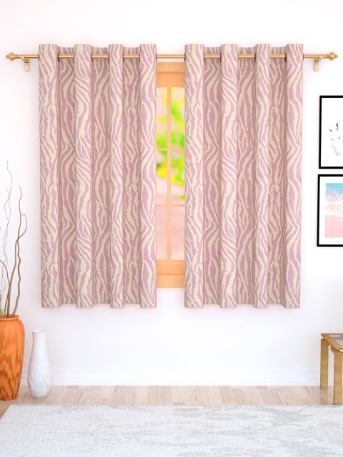 Story@home Pink & Beige Set of 2 Window Curtains