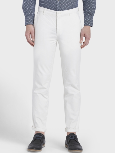 ColorPlus Men White Regular Fit Solid Regular Trousers