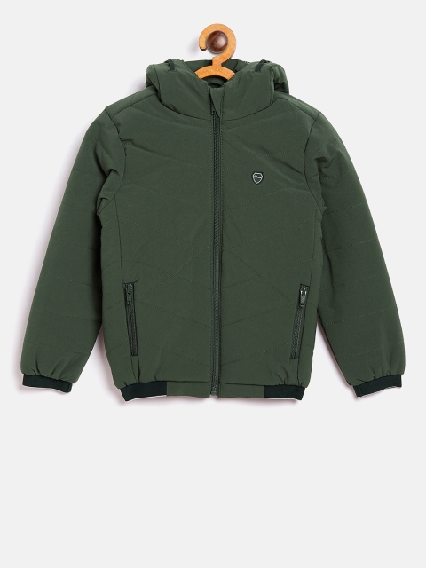 Okane Boys Olive Green Solid Padded Jacket
